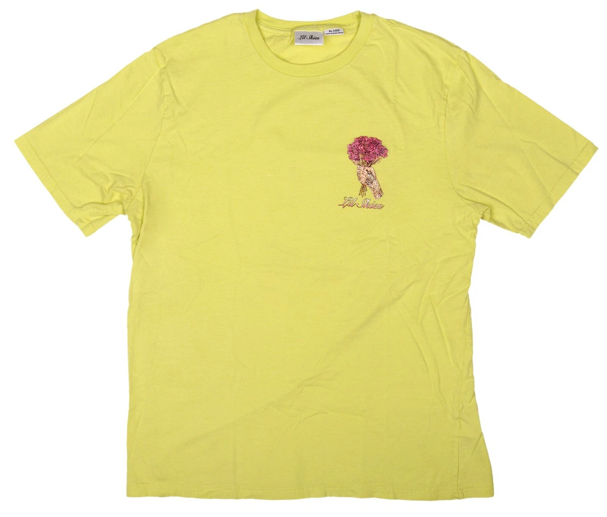 Men\'s Lil T-Shirt Print Roses Yellow Green | Sided Double Size XL Skies eBay Red