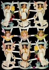 VICTORIAN ANGELS DIE CUT PAPER SCRAPS ef7332 GERMANY