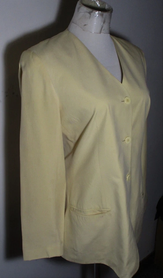 ANN TAYLOR Maze Yellow 100% Silk Jacket Women's Size 6 - Image 3 of 4