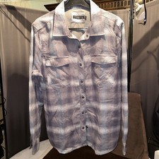 Prana Charley Top Women's Shirt Jacket Size Xl Plaid Grey/blue Snaps W23180513
