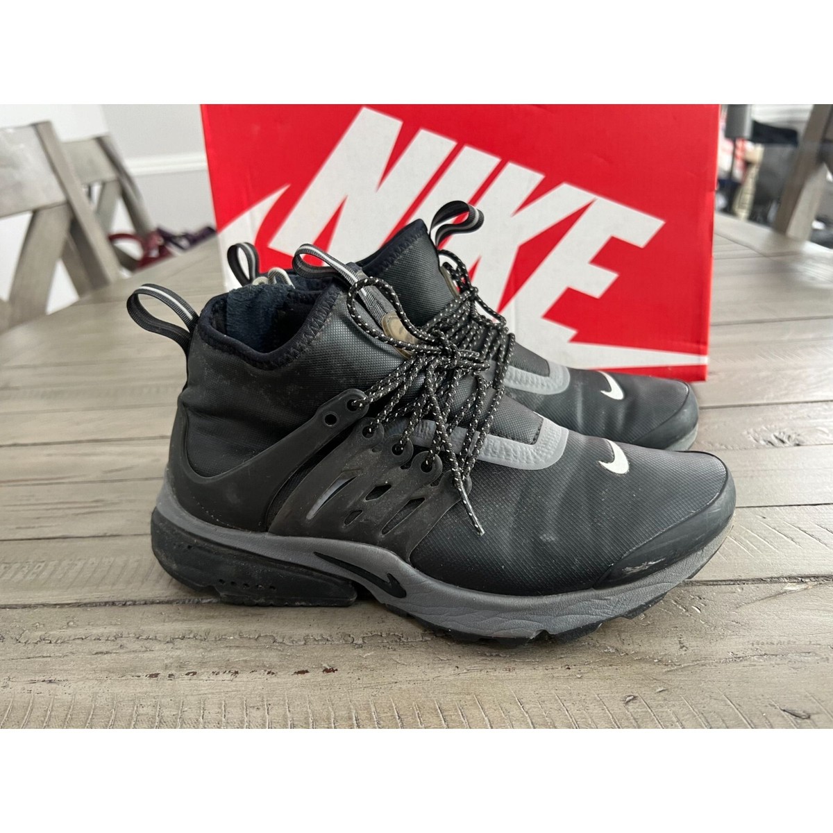 NIKE Womens Air Presto Mid Utility Black Reflective Mid Top