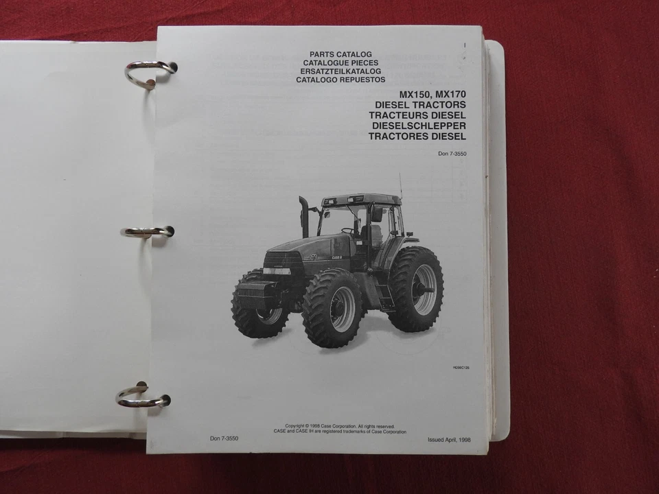 GENUINE 1998 CASE MX150 MX170 DIESEL TRACTOR PARTS CATALOG MANUAL W/BINDER NICE - Image 3 of 4