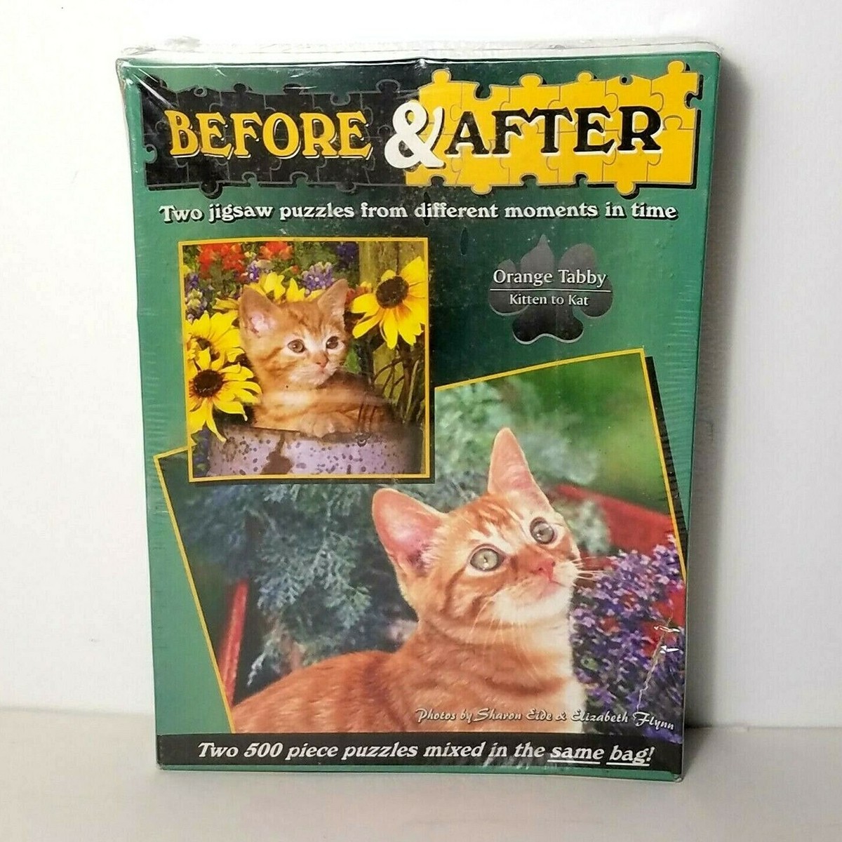 Before & After Orange Tabby Kitten To Cat Jigsaw Puzzles NIB two