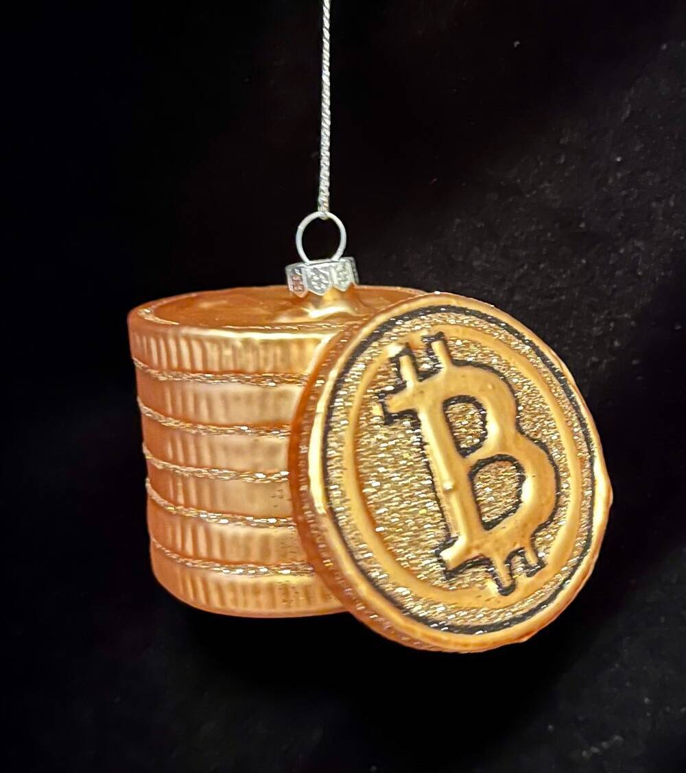 BLOWN GLASS BITCOIN CHRISTMAS ORNAMENT~CURRENCY~NWT | eBay