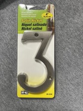 New HY-KO-House Number-Satin Nickel- 4  inches Tall Number 3 