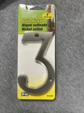 New HY-KO-House Number-Satin Nickel- 4” inches Tall (Number 3)