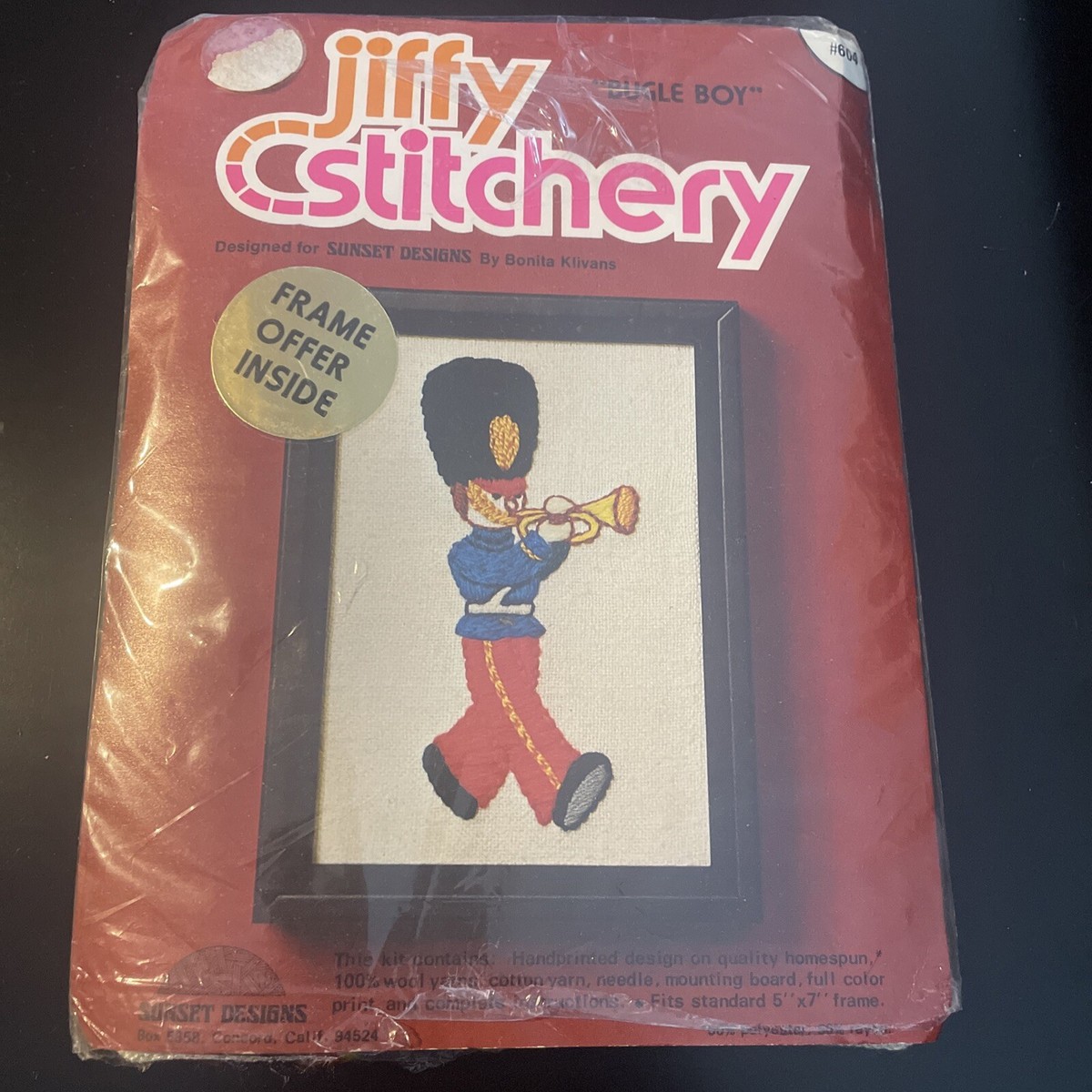 Vtg Jiffy Stitchery Embroidery Kits Bugle Boy 5 X 7 Inches 604