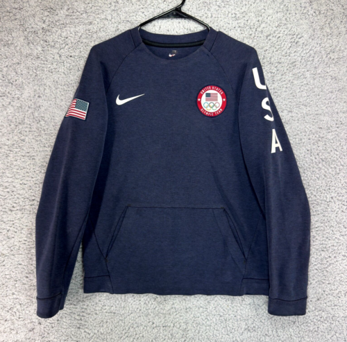 Nike 2016 Team USA Olympics Sweatshirt Navy Blue Tech Fleece Crewneck Men's Sz S