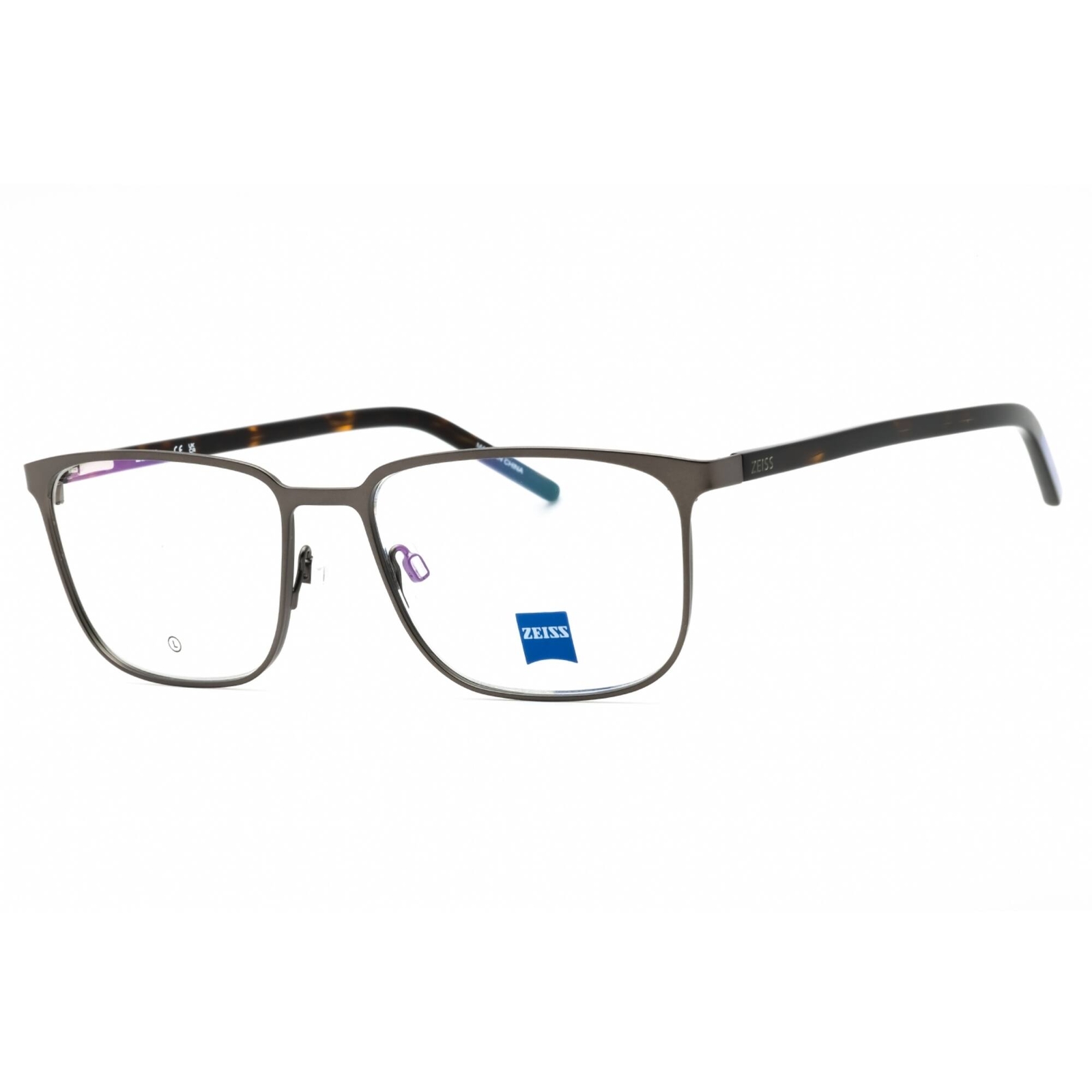 Zeiss Mens Eyeglasses Matte Gunmetal Square Full Rim Metal Frame ZS22400 070