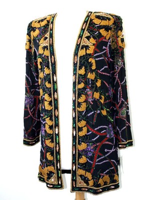 Jasdee Vintage Jacket Hand work Beading & Hand Print On Silk Style 6040L