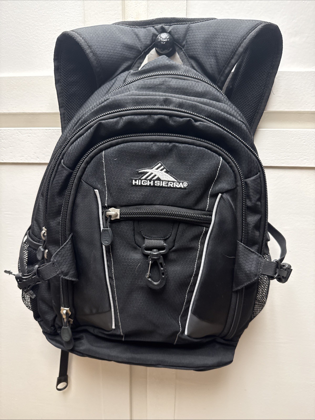 High Sierra Fat Boy Backpack Black White Pockets
