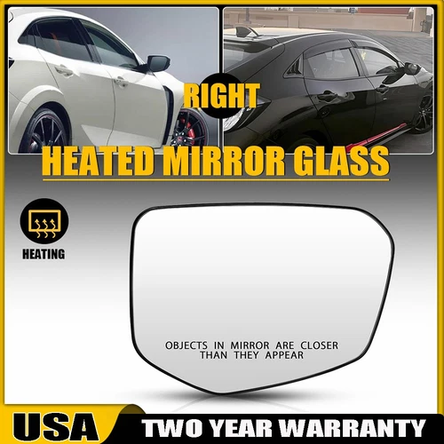 Mirror Glass 2016-2021 Fit Honda Civic 19-22 Honda Insight Passenger Side Heated