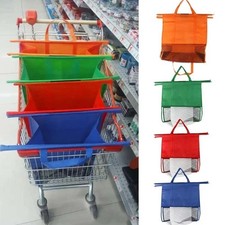 4X Reusable Trolley Shopping Bags Foldable Colour Coded Supermarket Tote Bags