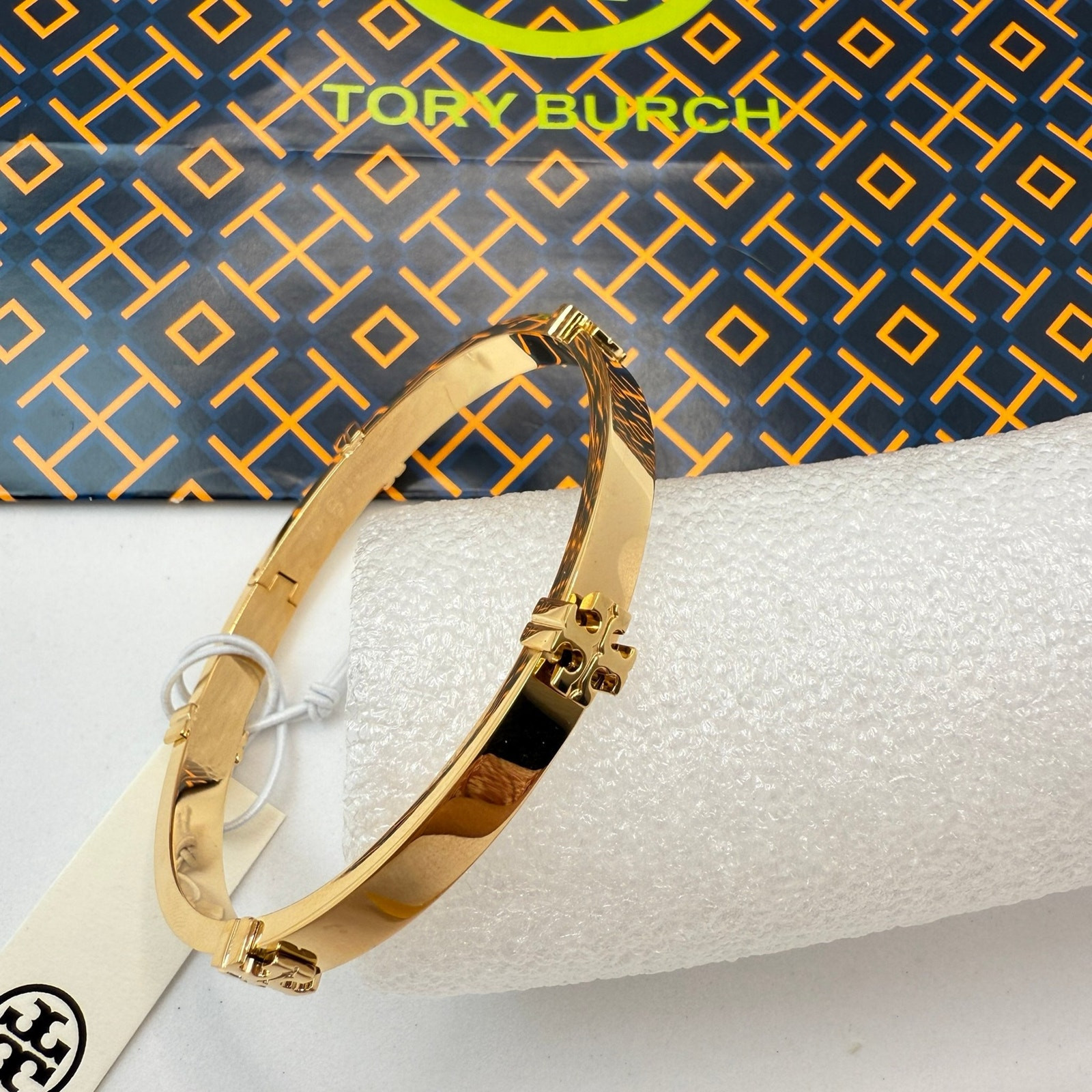 Tory Burch Classic Logo Hinge Bangle 168864 IN TORY GOLD, $170