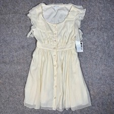 Jovovich-Hawk for Target Dress Womens 7 Ecru NWT Ruffle Chiffon Wave F16738320