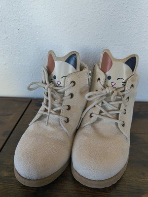 Fabkids Girls Cat Ankle Boots Tan/Cream  Size 13