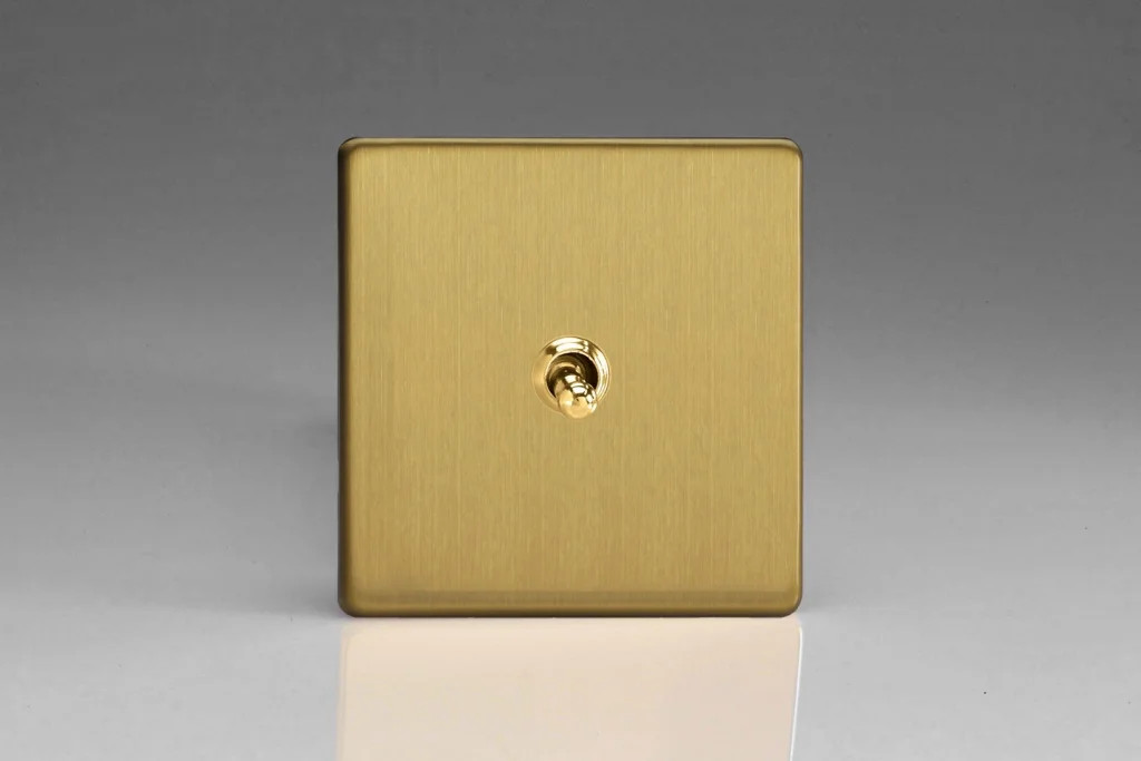 Switch Brass Toggle 10A 2-Way Screwless Brushed Varilight XDBT1S