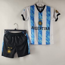 Argentina Kids Boys Youth Sports Athletic Jersey Shirt Shorts Set Fan Gift