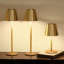 3-Pack Cordless Rechargeable Table Lamps 3 Color Dimming Brushed Gold