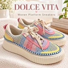 Dolce Vita Funfeti Woven Platform Sneakers Multicolor Pastel Size 8.5