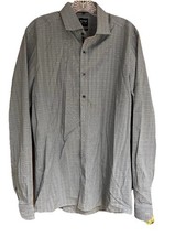 Olymp Level 5 Body Fit Mens Shirt 42 Black Grey Red Plaid Deep Red Buttons