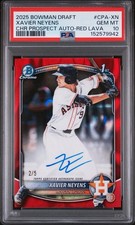 2025 Bowman Draft Xavier Neyens 1st Bowman RC Red Lava Auto PSA 10 POP 1