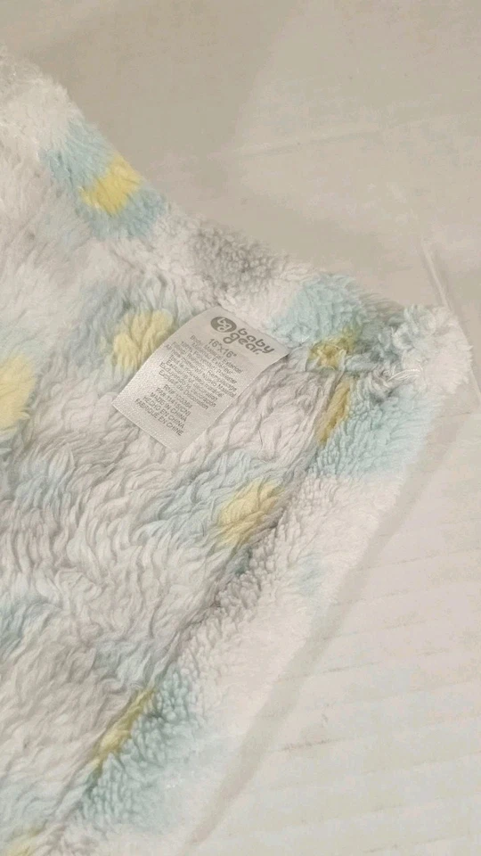 Manta de seguridad Baby Gear gris aguamarina elefante Lovey suave polar blanco azul felpa Foto 4 de 4