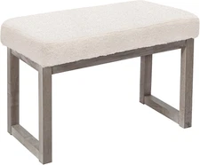 27" Wide Rectangle Ottoman Bench, Velvet Look Footrest for Living Room, Bedroom 