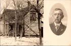 Arcadia Michigan RPPC House Snow Scene Portrait Man Real Photo Postcard