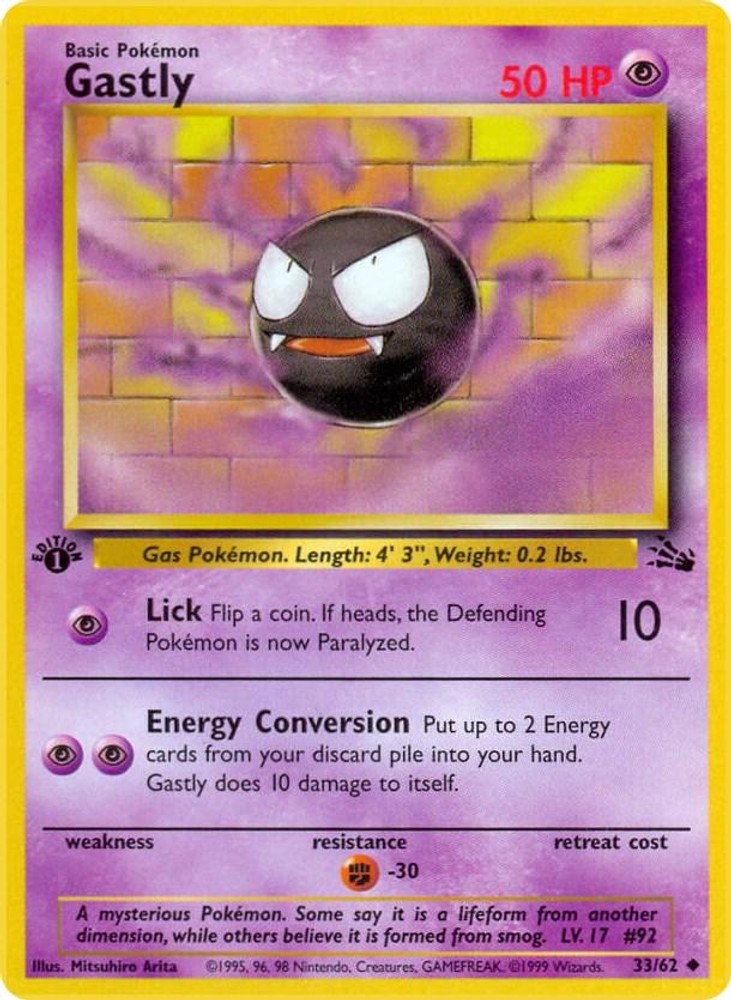 Gastly-Pokemon-33/62-Fossil-1st Edition-Uncommon-NM-Mitsuhiro Arita