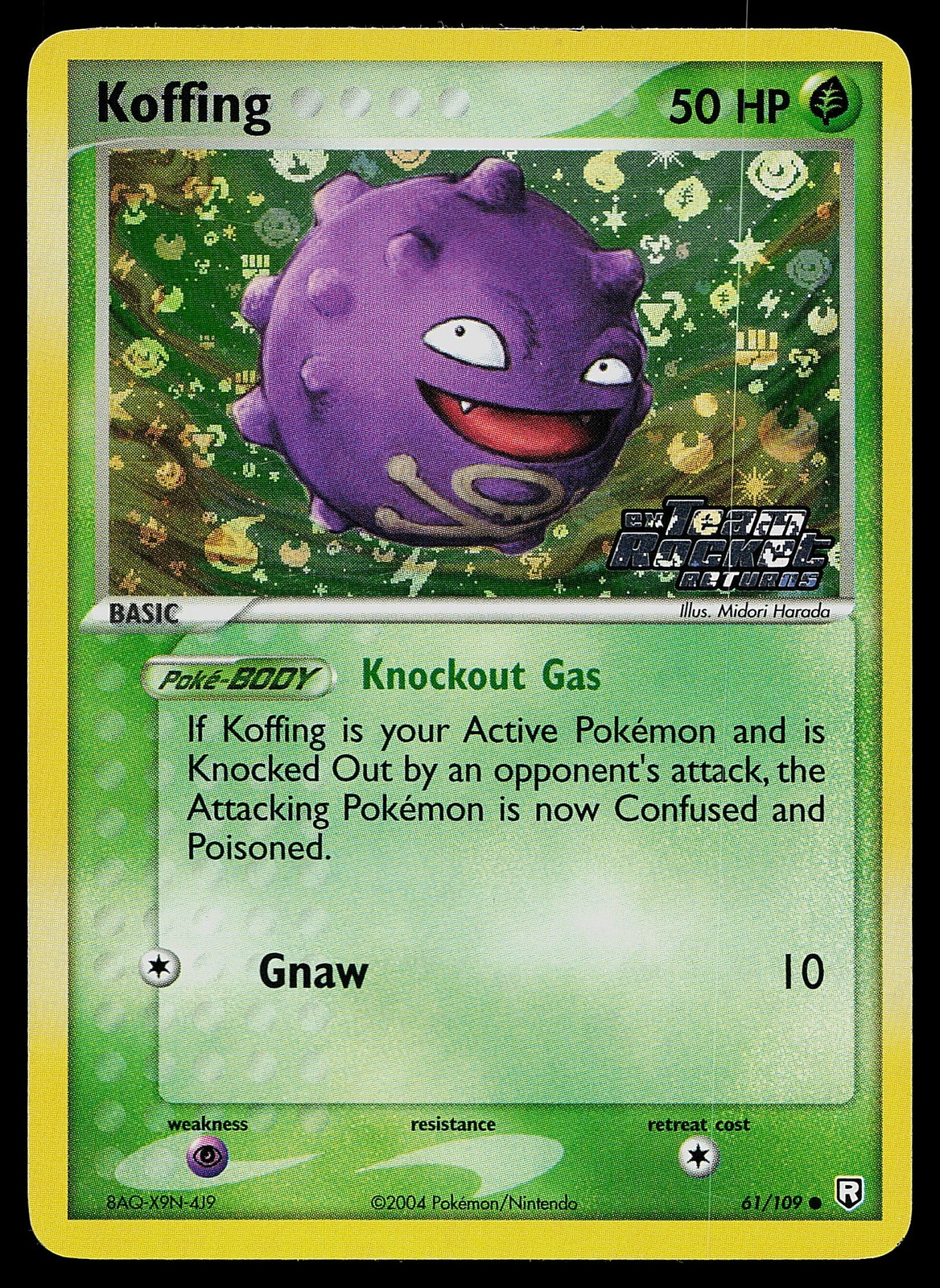 Pokemon Card - Koffing Team Rocket Returns 61/109 Reverse Holo Stamped