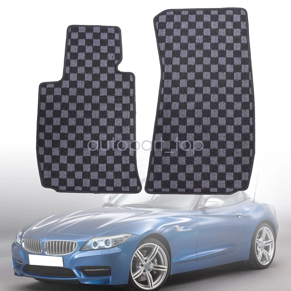 2x Checkered Flag Carpet Floor Mats For 2010 2011 2012 2013 2014 2015 BMW Z4 E89 - Image 2 of 4