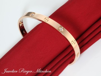 Cartier Armreif Love Rosegold 750 Größe 16 2012 4 Diamanten Gold Armband