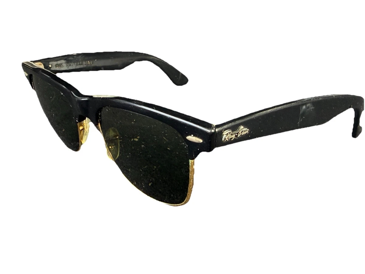 Vintage B&L Ray-Ban Wayfarer Max Sunglasses Black w/ Gold Accents