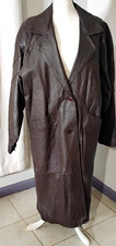 VTG Greg Bell Women's TM-Overcoat Long 100% Genuine Leather Plus Size 2XL Brown