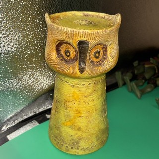 MCM BITOSSI – ALDO LONDI – Large Yellow Owl Vase – Italy Mid Century