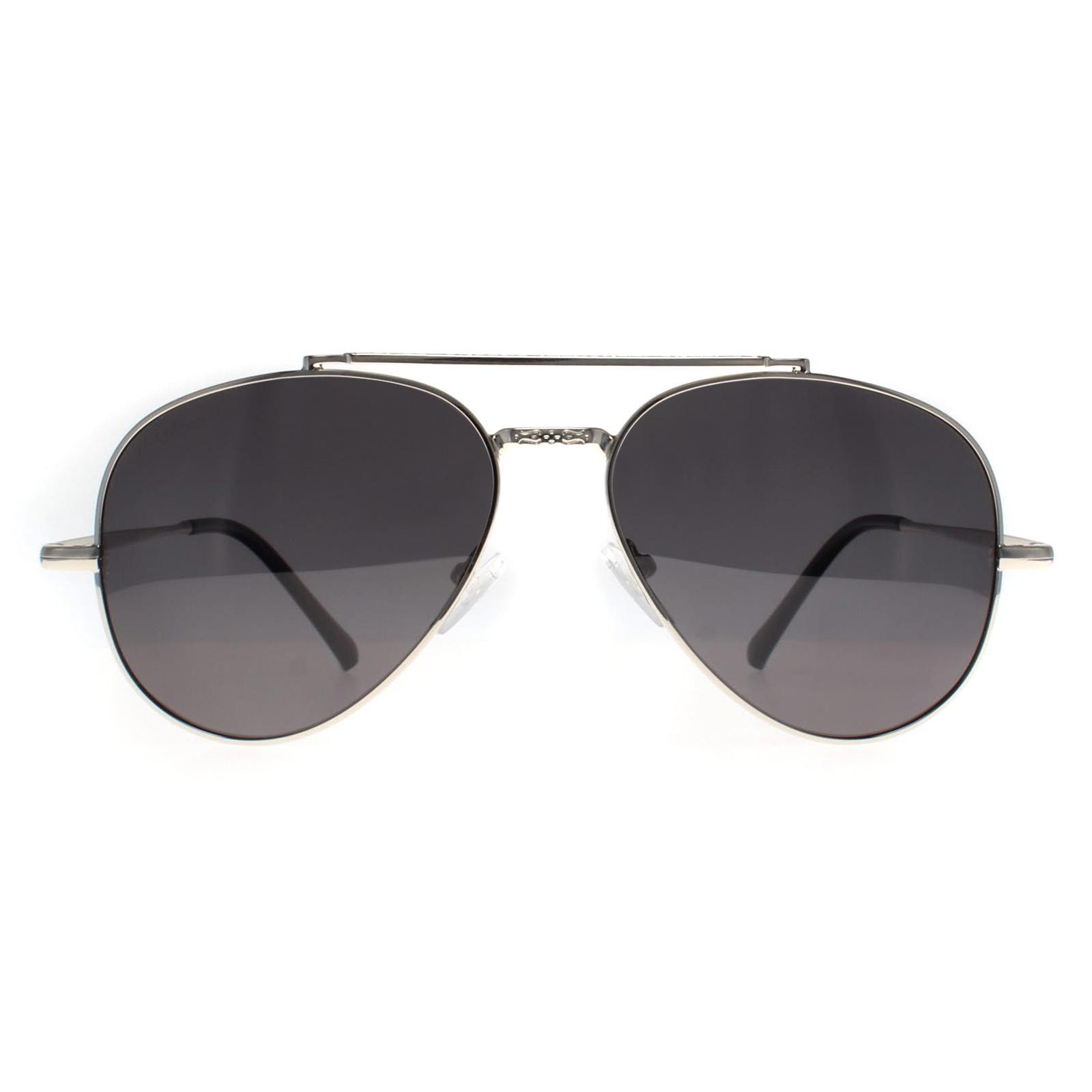 Montana Sunglasses MP185 B Shiny Silver Smoke Grey Polarized
