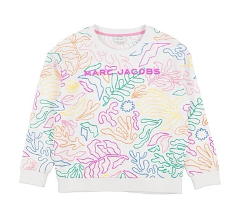 LITTLE MARC JACOBS GIRLS WHITE LOGO SWEATSHIRT SIZE 5