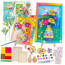 Crafts Gift for Girls, DIY 3D Wooden Vase Picture Frame Painting Felt Flowers