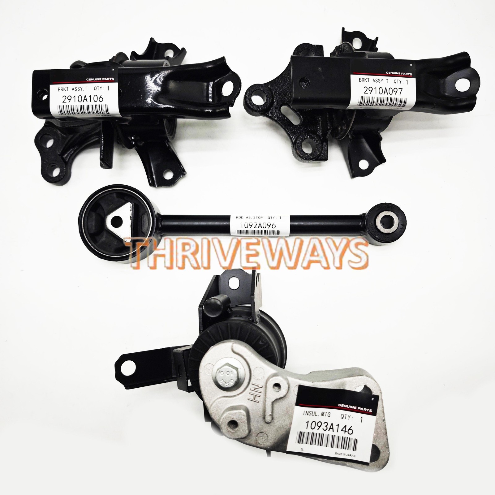 4Pcs 2910A318 For 2014-2022 Mitsubishi Mirage 1.2L Engine Motor & Trans Mounts