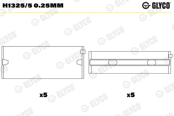 Glyco H1325/5 0.25Mm Kurbelwellenlager FüR Audi,Seat,Skoda,Skoda (Svw),Vw,Vw (Fa-image