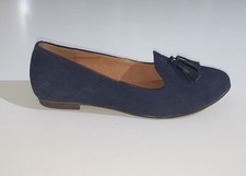 Madewell Tassel Loafer Women's 7 Navy Blue Suede Snakeskin Embossed Flats