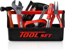 Tool Box for Kids 22-Piece Boys Girls Construction Toy Playset W/ Carry Chest,