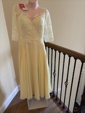 JJ s House Yellow chiffon Lace Round Neck Mother/Guest Dress Sz 12