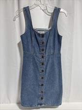Urban Outfitters Dress Size 2 Denim Button Up Mini Sleeveless y2k 100% Cotton