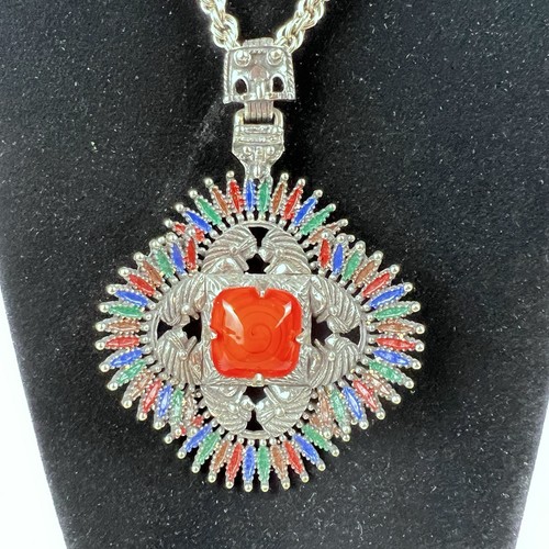 Castlecliff Lawrence Vrba Pendant Necklace Vintage 70s "Kissing Indians" Signed - Picture 2 of 14