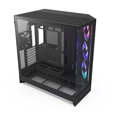 NZXT - H9 Flow RGB 2025 ATX Mid-Tower Dual-Chamber PC Case - Black