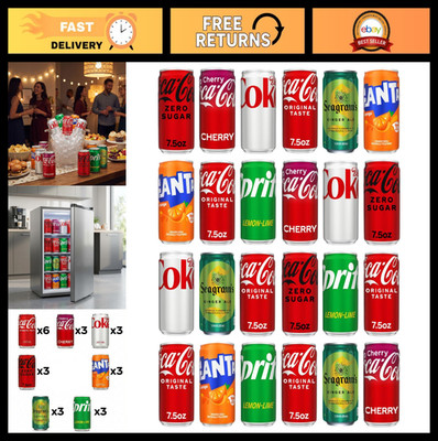 24-Pack Mini Soda Variety - Assorted Flavors: Coke, Cherry, Diet, Fanta, Sprite