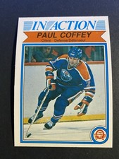 1982-83 O-Pee-Chee Hockey Paul Coffey Edmonton Oilers In Action Card #102 (f)