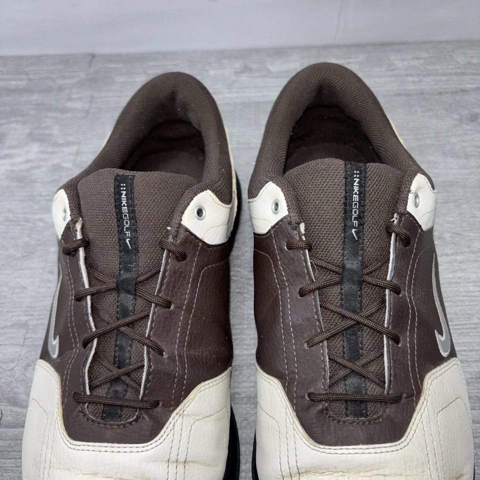 Nike Golf Hombres Heritage Zapatos Talla 10.5 Marrón Blanco Cuero 336040-102 Foto 4 de 4